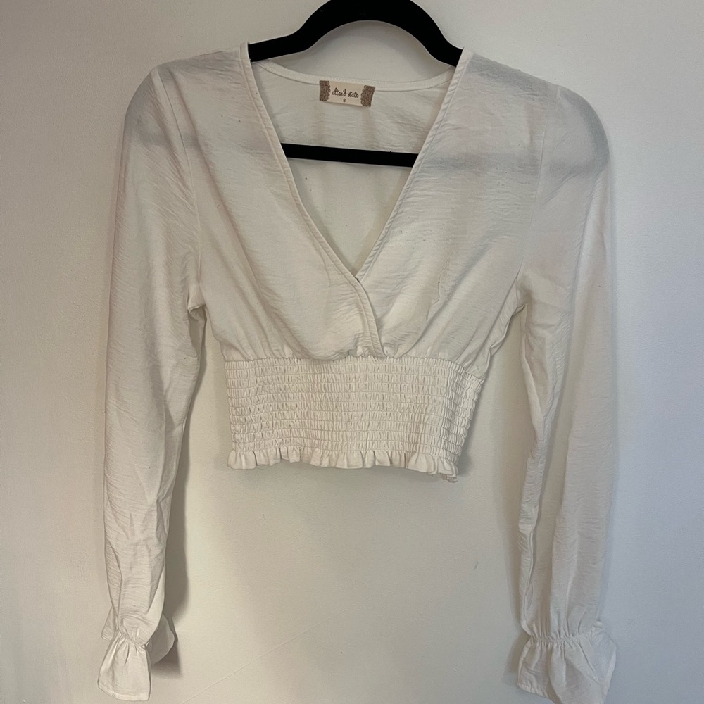 Altar'd State Cream Smocked Blouse